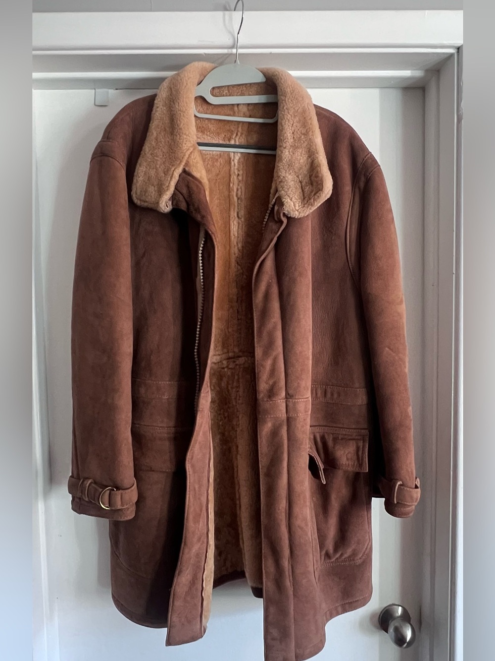 Size L Vintage Sawyer of Napa Shearling Sheepskin Coat Jacket Men's Size 44